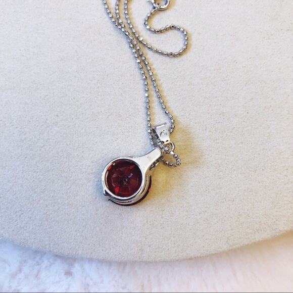 Silver Red Crystal Necklace - Picture 5 of 8